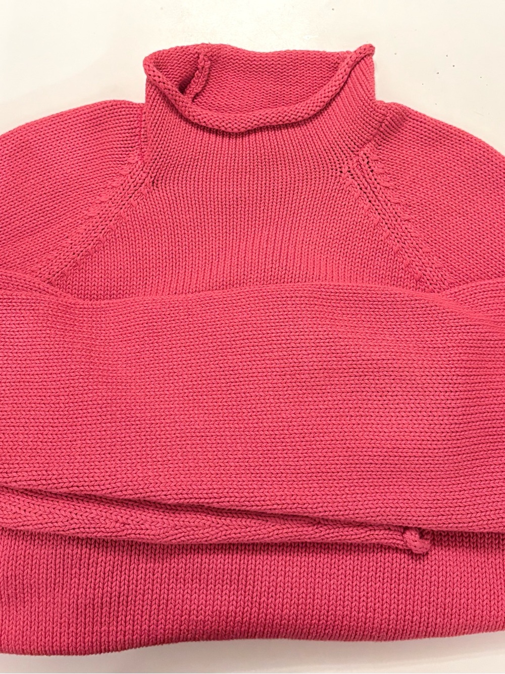 JCrew Always Roll Neck
Fisherman Cotton Sweater Mens
Medium Salmon Coral Oarsman